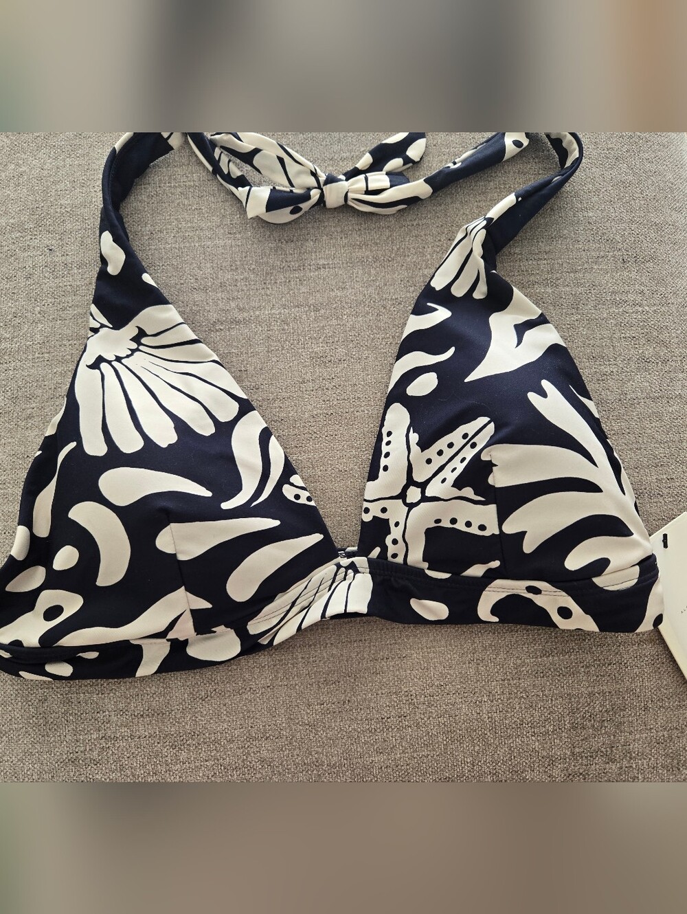 NWT Alex Marie Navy and White Tropical Padded Bikini Top XL